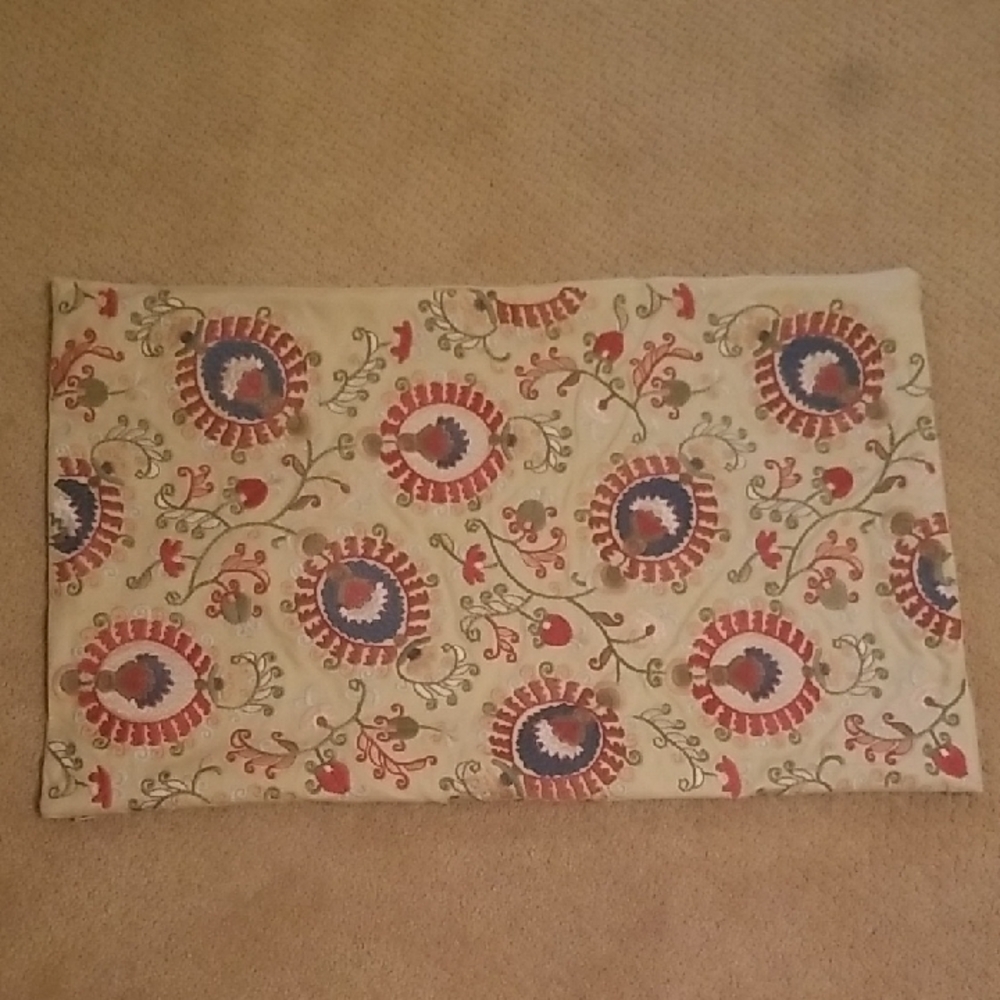 Pottery Barn Embroidered Lumbar Pillow